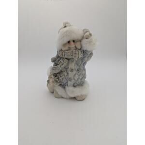 Vintage Snowman Figurine With Hat Ringing Bell